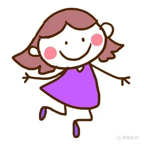 彩色简笔画玩耍的小女孩