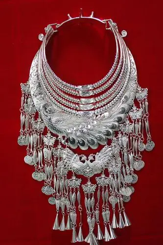 苗艺特色手工艺品 苗族苗银饰头饰帽子舞蹈演出服装五层套项圈