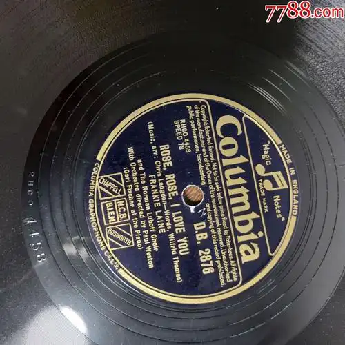 姚莉绝版老上海玫瑰玫瑰我爱你古董哥伦比亚78转老式黑胶唱片收藏