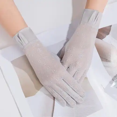 新品夏季防晒手套冰丝防滑户外开车手套骑车防晒蕾丝可爱手套女