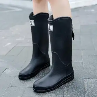 aignesa日系高筒雨鞋女款时尚外穿防滑防水耐磨胶鞋女士赶海长筒软底