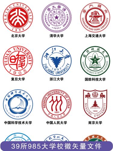 985大学校徽共39所高校ai矢量png高清透明可编辑设计重绘logo