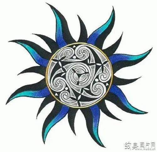 与众不同的典型设计,太阳图腾纹身图案及手稿欣赏