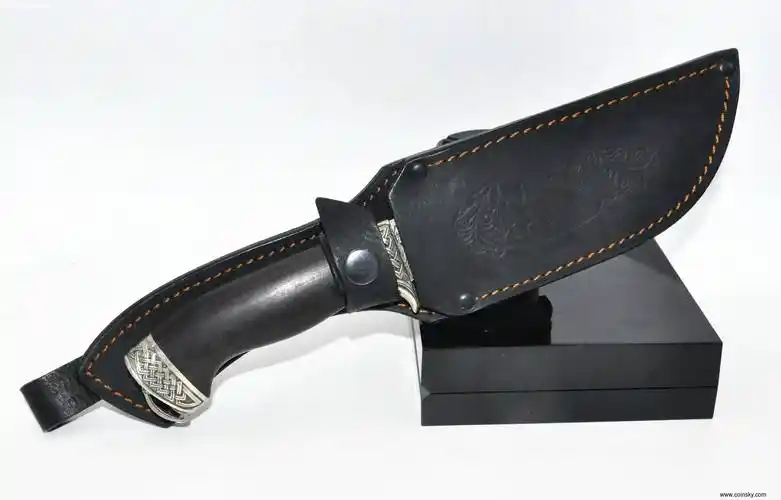 波斯大马士革钢木柄短刀带皮套
