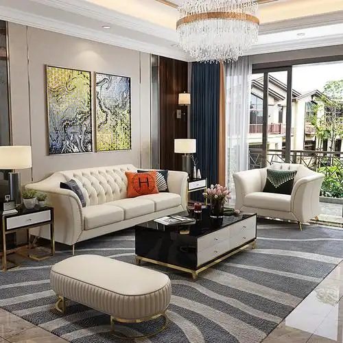 后现代沙发港式轻奢客厅大小户型组合意式简约头层样板间家具