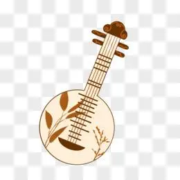 手绘月琴古代乐器素材