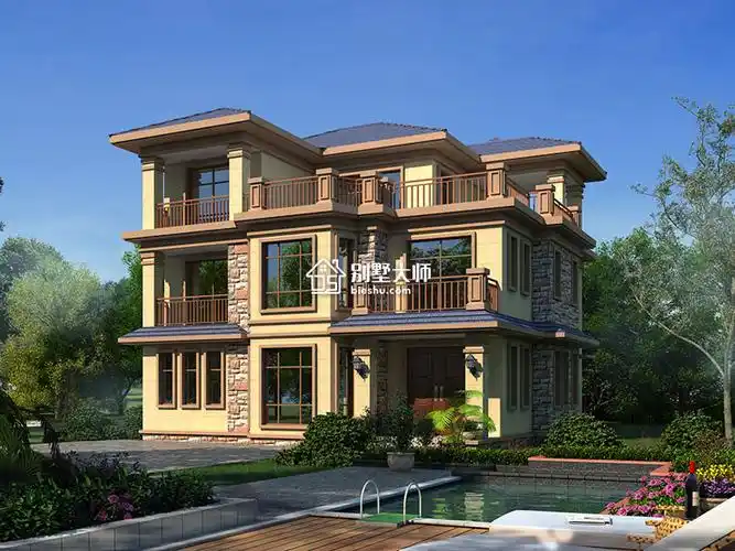 农村热门的三层欧式楼房设计,超经典的外观配色