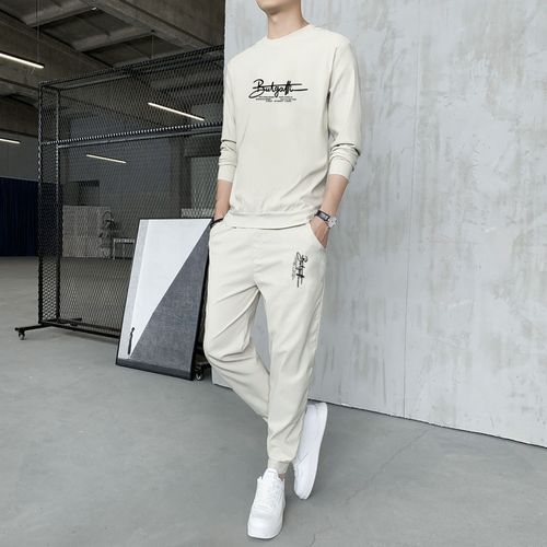 男士t恤衫长袖衣服搭配潮流帅气休闲运动裤子套装男生秋季新款潮