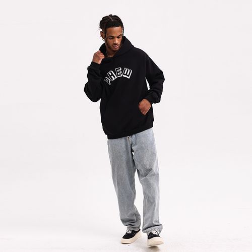 phew美式植绒印花连帽卫衣男秋季2021新款国潮情侣秋装宽松外套