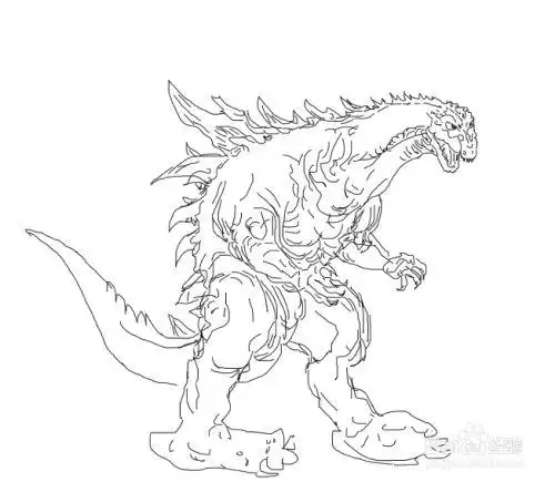 怎样画一只红莲哥斯拉