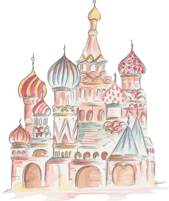 水彩世界名胜古迹迪斯尼城堡