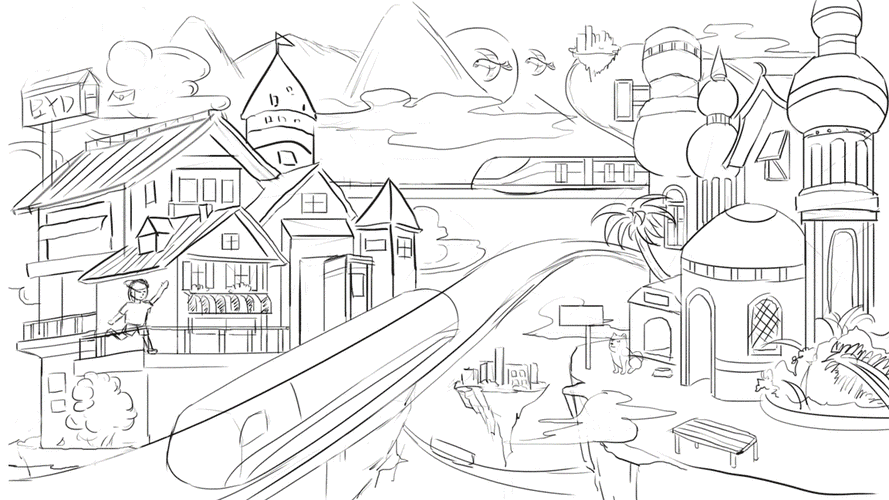 "筑梦云端,城就未来"插画设计