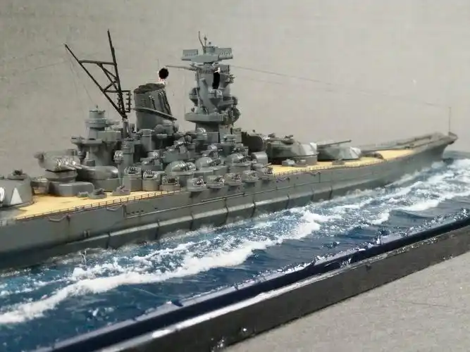 大和号战列舰模型r战列舰开火场景海战军舰摆件二战战舰世界 航行款