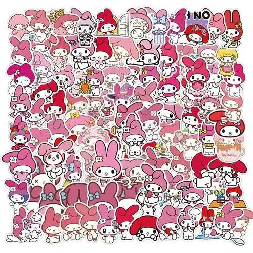 100张三丽鸥手帐贴纸库洛米美乐蒂玉桂狗防水贴可爱素材装饰贴图