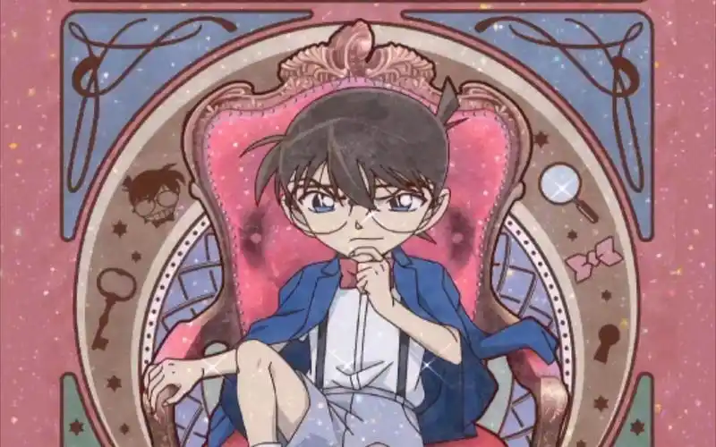 柯南闪亮碎钻复古风二次元全面屏手机壁纸福利