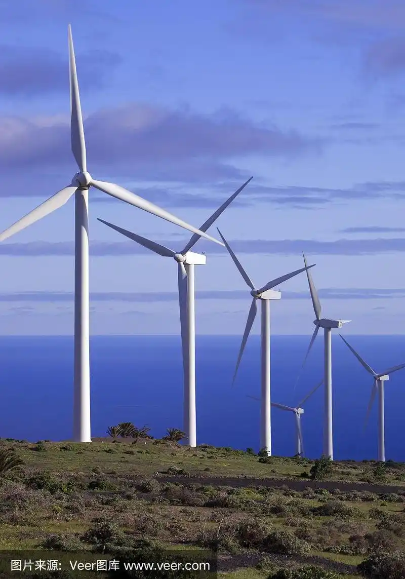 风电场中的风力发电机