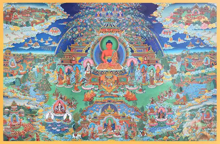 高清《极乐世界庄严图》前不久,上师希阿荣博堪布为有缘弟子讲解了