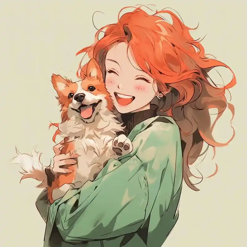 旧漫头像,抱小狗的女孩.#优质头像 #动漫女头 #萌宠头像 - 抖音