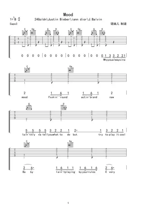 moodbb调六线pdf谱吉他谱-虫虫吉他谱免费下载