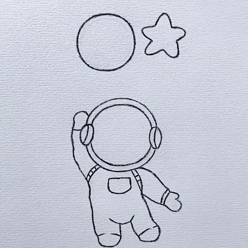 宇航员在星球上的简笔画 - 抖音