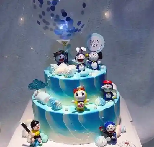 叮当猫蛋糕装饰摆件6款翅膀哆啦机器猫摇头节日装扮用品