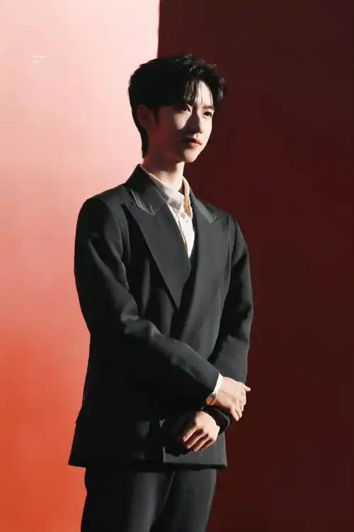 节不可思议#贺峻霖大学生电影节红毯饭拍图96一身西装步态从容优雅