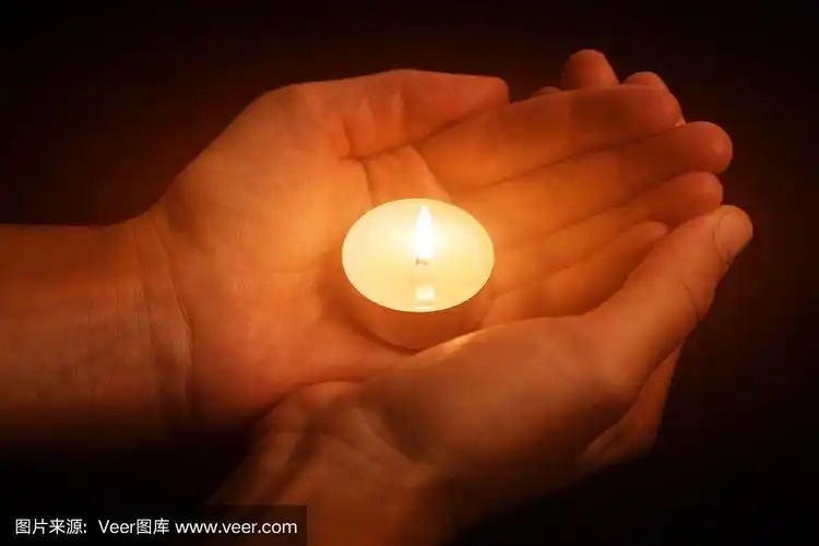 烛光,手,拿着,蜡烛,暗色