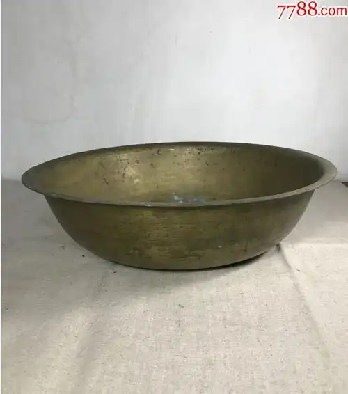 古董古玩收藏近代杂项铜器黄铜铜脸盆铜盆铜面盆