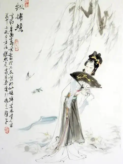 《红楼梦》极具美感的画面宝钗扑蝶,黛玉葬花,宝琴立雪,湘云醉眠,欣赏