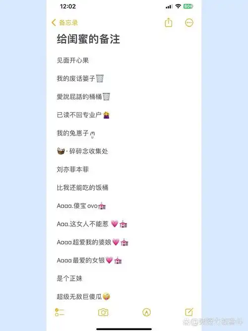 给闺蜜的专属备注