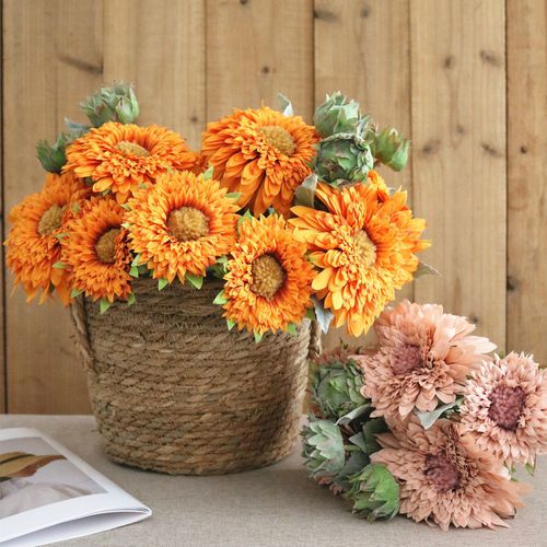向日葵花束客厅餐桌假花摆件露营装饰花手捧花摆设花
