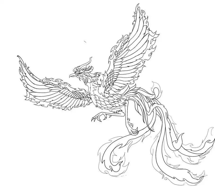 我说这个草图就是随手浅浅的一画就画出来了(有人信吗)朱雀身上的纹样