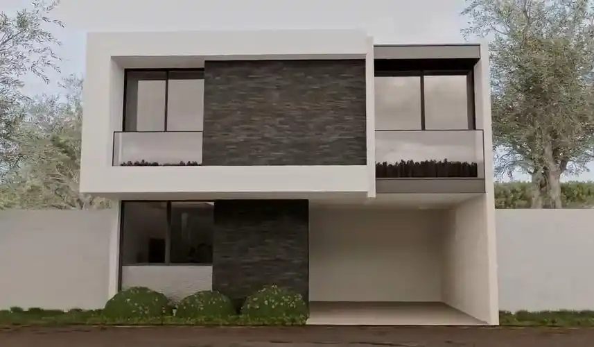 房屋设计8x16米二层简约现代风格别墅设计效果图【搬运】planoen3d