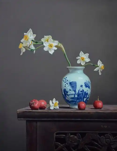 吴峰 静物作品《水仙花》