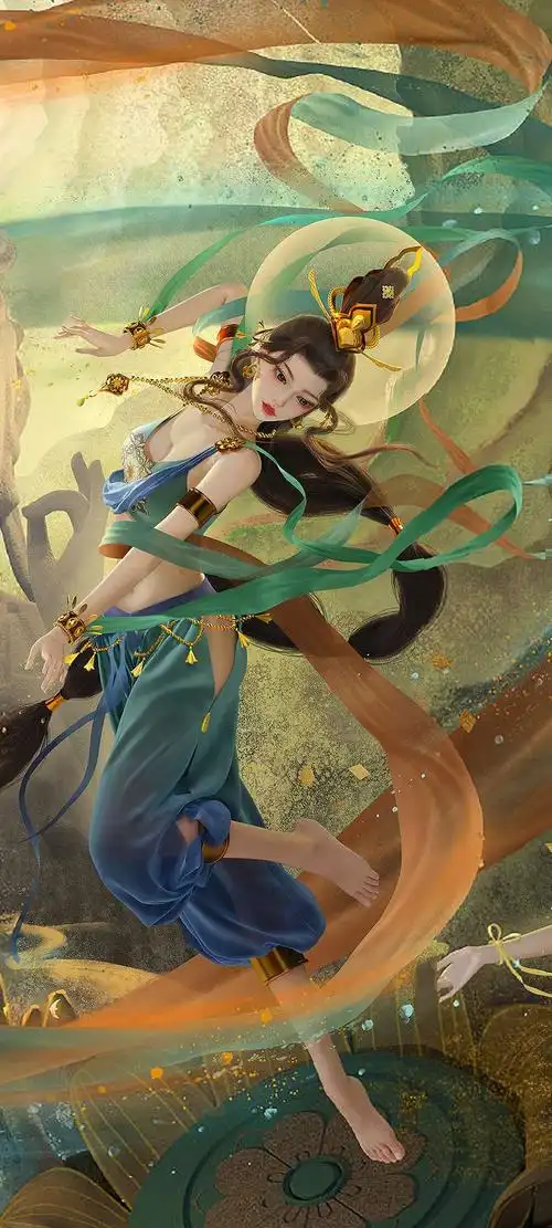 敦煌飞天揽月_手机壁纸_唯美其他手机壁纸_我要个性网