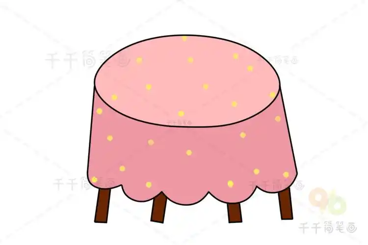 圆桌简笔画画法_桌子简笔画