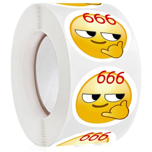 500张/卷可爱黄豆表情包贴纸emoji表情666厉害夸赞笑脸贴手账装饰