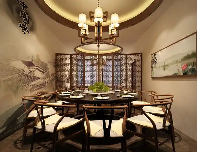 1992-新中式餐饮包间过道|空间|其他空间|1992效果图_原创作品-站酷zc