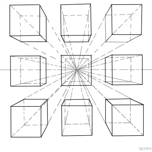 rh-18-146 临摹一点透视正方体—绘画基础透视的练习