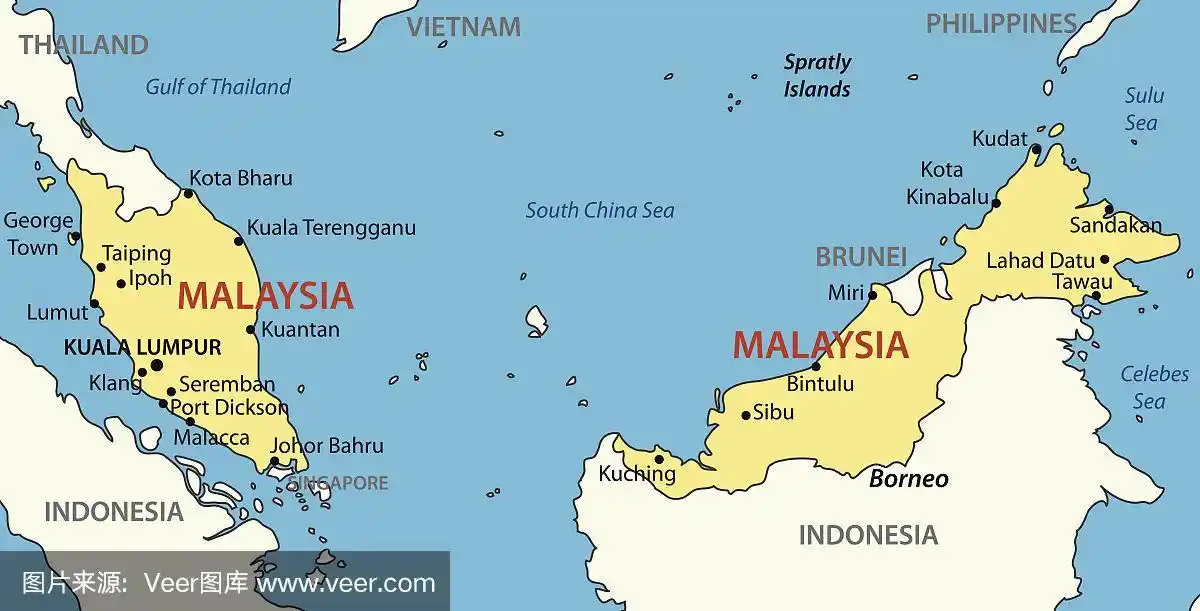 马来西亚-矢量地图