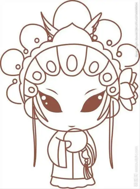 卡通京剧花旦衣服简笔画