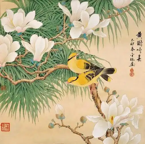 画家鲁金林工笔花鸟作品欣赏