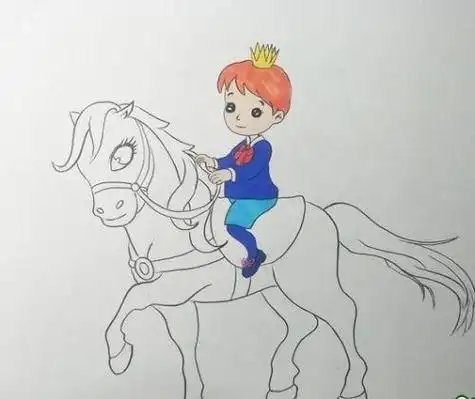 彩色可爱白马王子简笔画步骤简单又帅白马王子简笔画怎么画