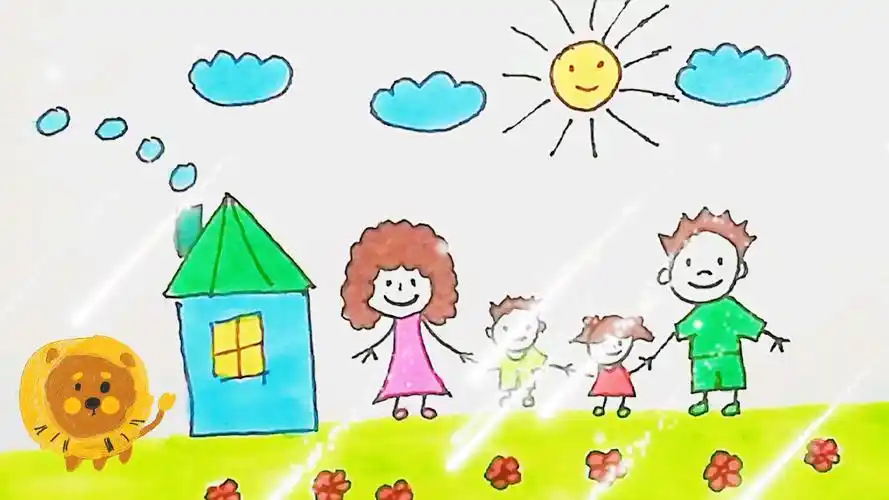 儿童画幸福一家亲简笔画卡通动漫亲子育儿学画画启蒙