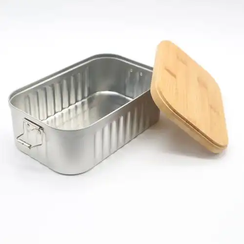 食品级竹午餐锡盒金属食品包装铁盒定制盒子