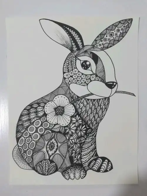 线描画小兔子92_简笔画_简笔画教程_文化_绘画