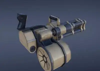 次世代 pbr 卡通 加特林机枪 重型机枪 科幻风 手绘纹理 带升级版 带