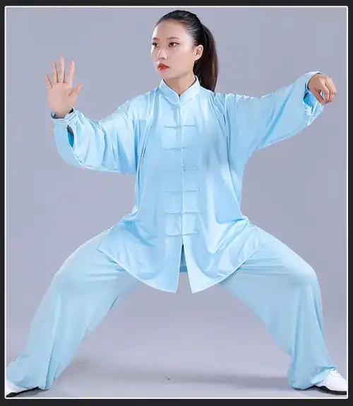 牛奶丝太极服女夏天薄款太极套装女装夏季长袖太极拳练功服武术服