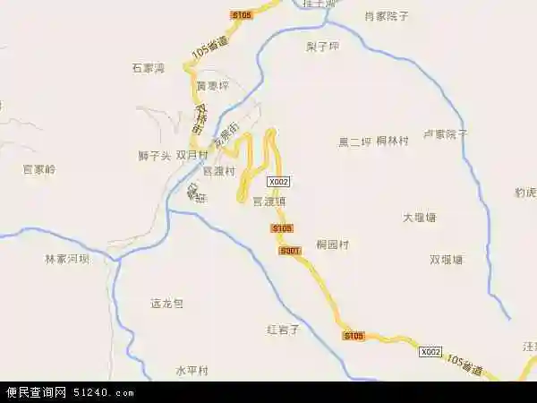 中国重庆市巫山县官渡镇地图(卫星地图)