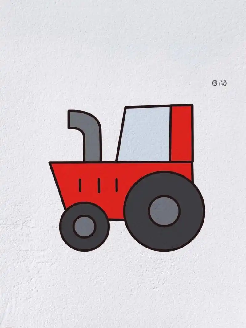 拖拉机简笔画(内附过程图)